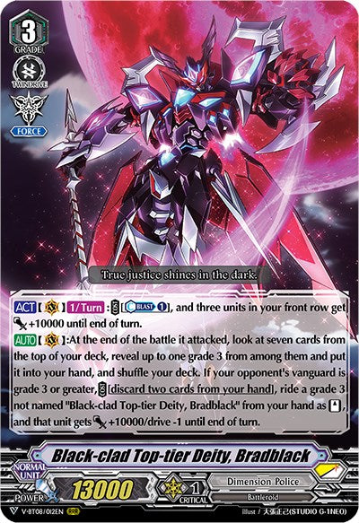 Black-clad Top-tier Deity, Bradblack (V-BT08/012EN RRR) [Silverdust Blaze]